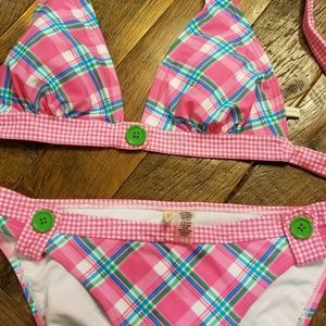 Red Camel Size Large Plaid Bikini